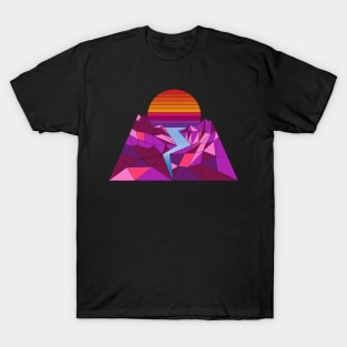 Retrowave Style Mountain Sunset T-Shirt